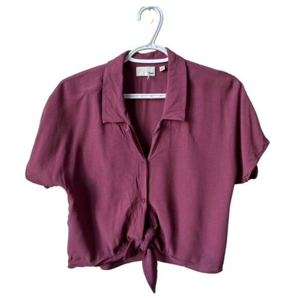 Wilfred Free Tie Front Mauve Button Up Blouse XS - Picture 2 of 10